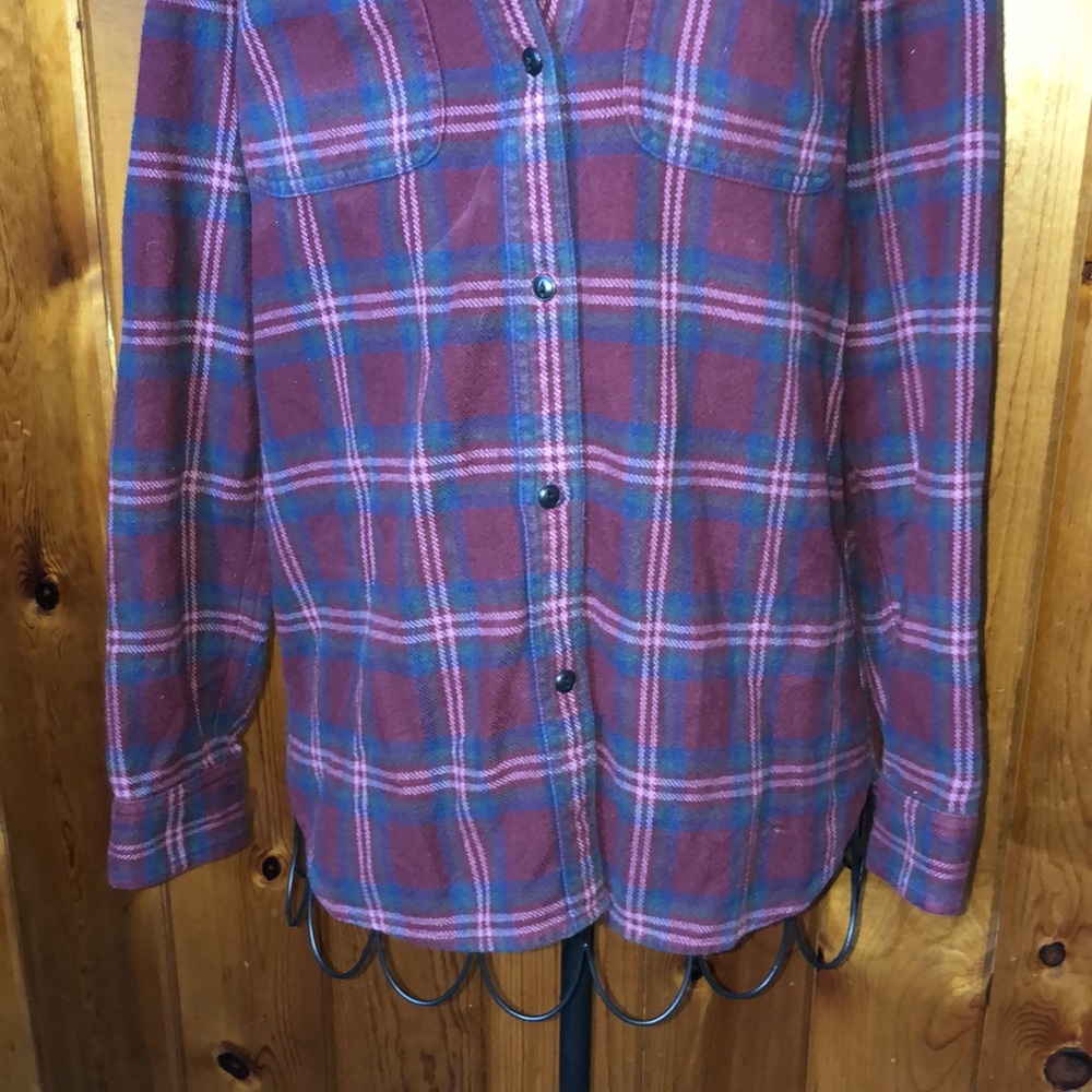 Madewell Red Flannel causal cotton flannel red/green comfy soft classic top - Picture 7 of 12
